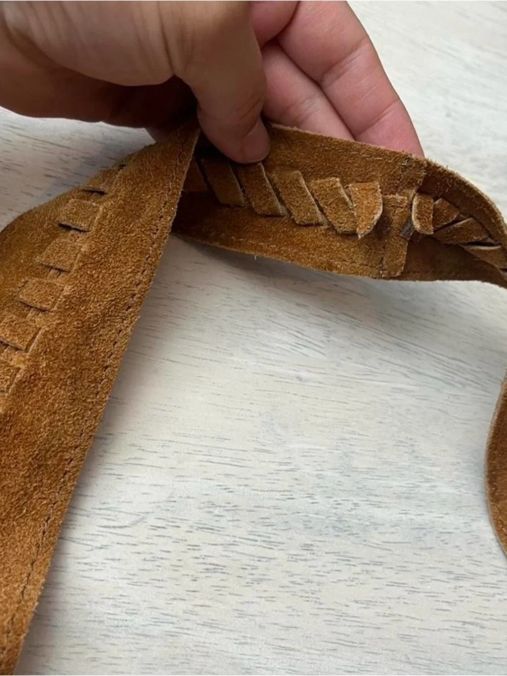 Haute Hippie Brown Suede Messenger Tote with Stitched Detail